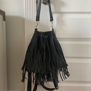 Leather Fringe Backpack/ bucket bag (2 in 1)